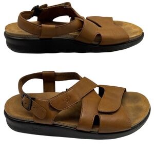 SAS Huggy CrLeather Strap Sandal Leather Comfort Caramel Brown Women's 8.5 Med